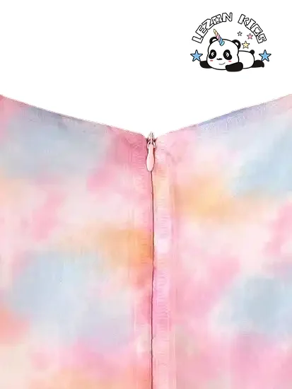 LEZONKIDS - Vestido de Organza de alta qualidade com decote quadrado, mangas curtas bufantes e bainha ampla para meninas